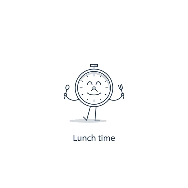 Hora do almoço, ilustração linear — Vetor de Stock