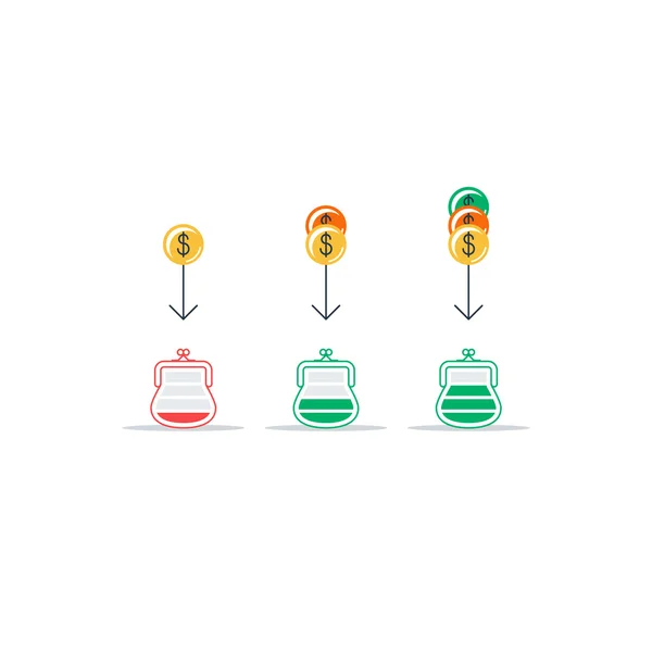 Des revenus différents. Compte d'épargne — Image vectorielle