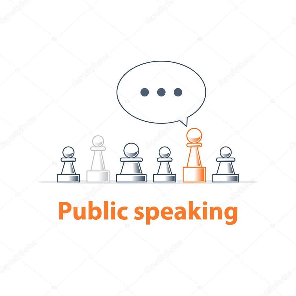 Public speaking, communication concept, vector illustration