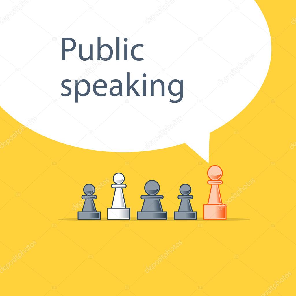 Public speaking, communication concept, vector illustration