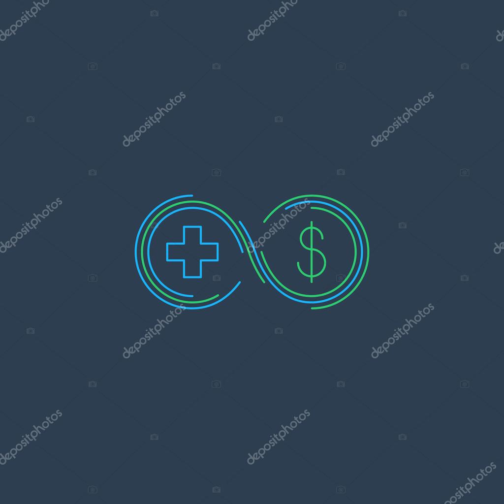 Aid and money donation, vector illustration isolated on black