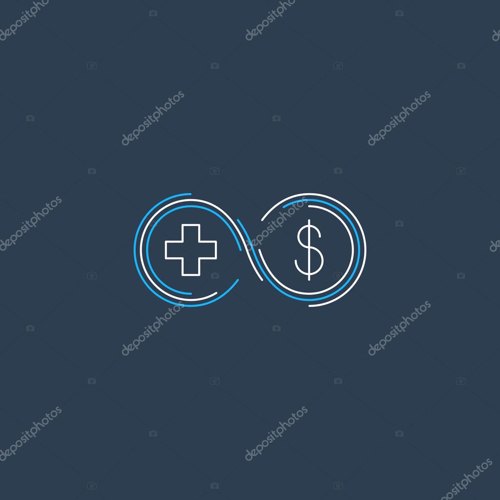 Aid and money donation, vector illustration isolated on black