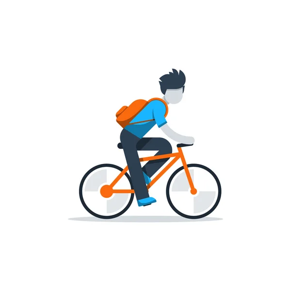 Man in casual jurk fietsen — Stockvector