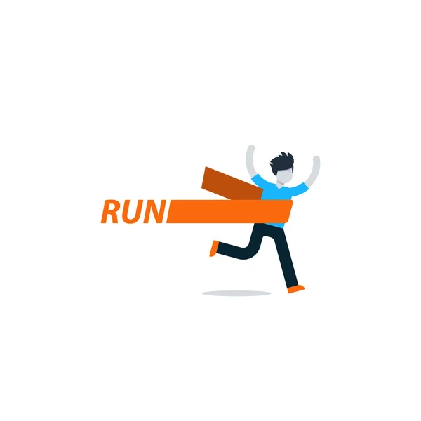 Running man and finish line — Stock Vector