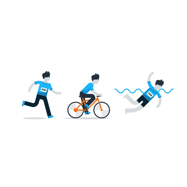 Activité sportive de triathlon — Image vectorielle