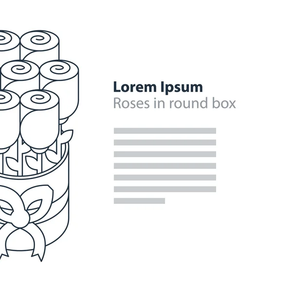 Τριαντάφυλλα σε στρογγυλό κουτί — Διανυσματικό Αρχείο