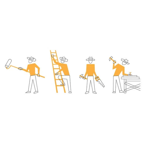 Builders and workers. Home improvement. — Stock Vector