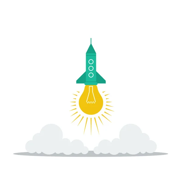 Лампа ідея ракета — стоковий вектор
