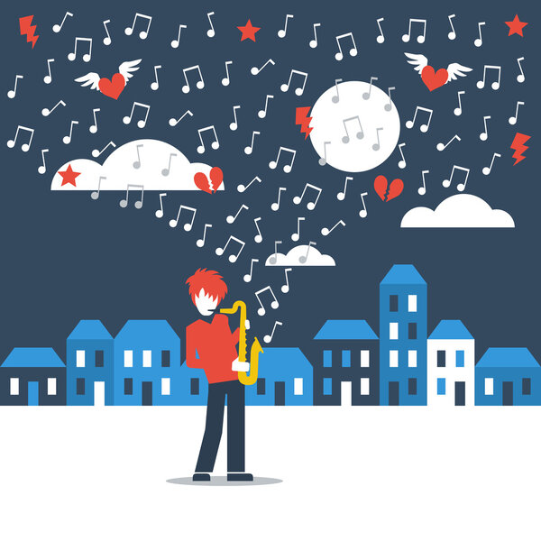 Саксофонист играет на улицах
