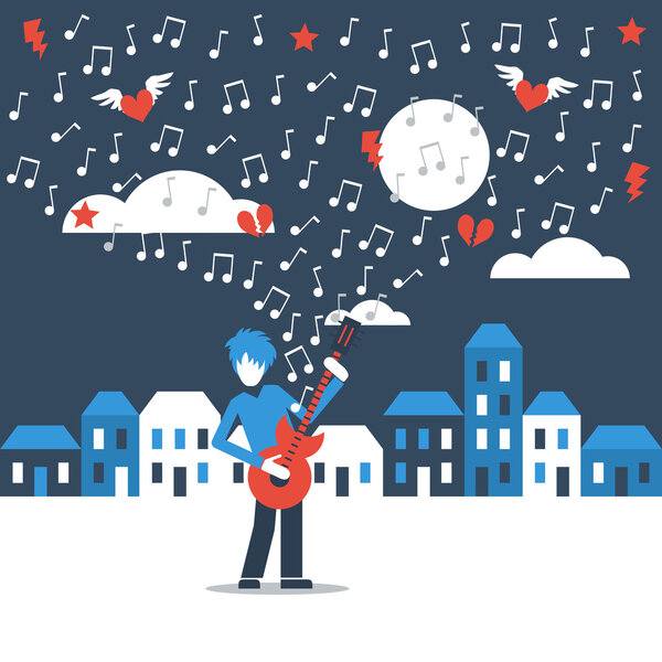 Гитарист играет на гитаре