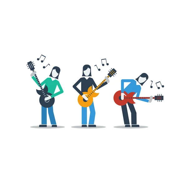 Groupe de guitaristes — Image vectorielle