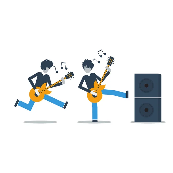 Guitaristes rock en mouvement — Image vectorielle