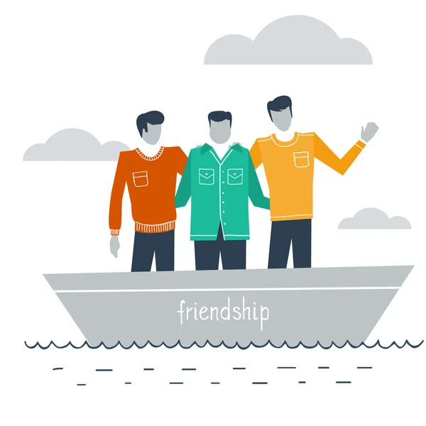 Meilleurs amis dans un bateau — Image vectorielle