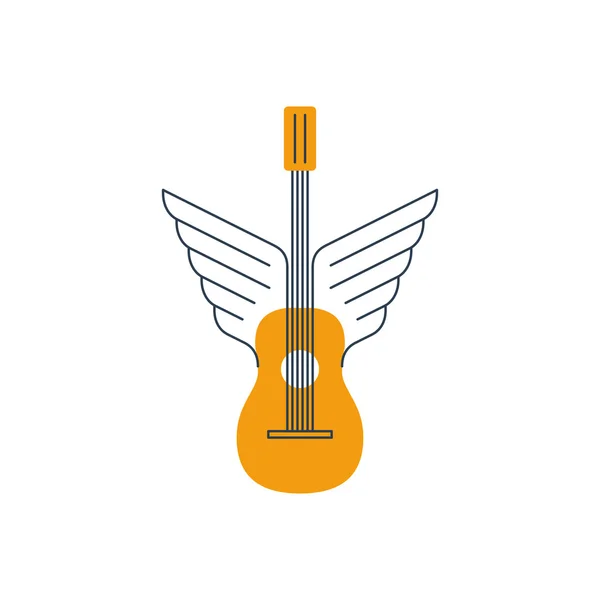 Guitare ailée. Cours de musique — Image vectorielle