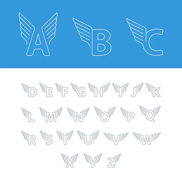 Dynamic alphabet letters with wings — Stock Vector