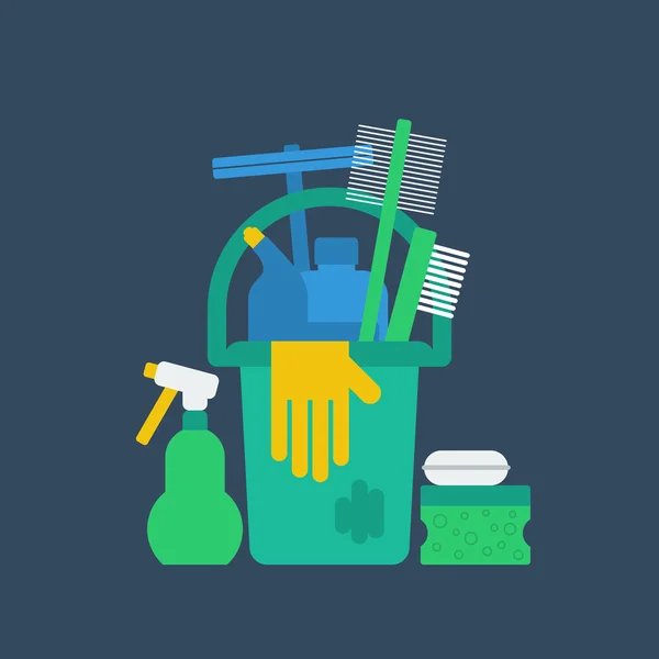 Illustrazione forniture di pulizia — Vettoriale Stock