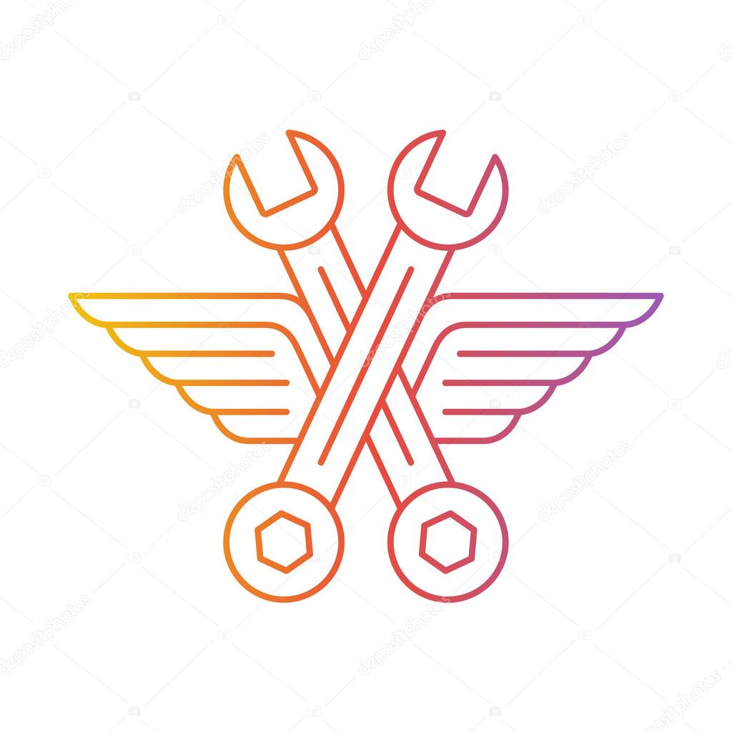 Fast car service. Vehicle maintenance. Linear design. vector