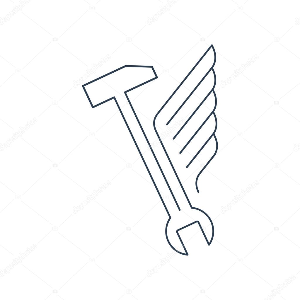Fast car service. Vehicle maintenance. Linear design. vector illustration