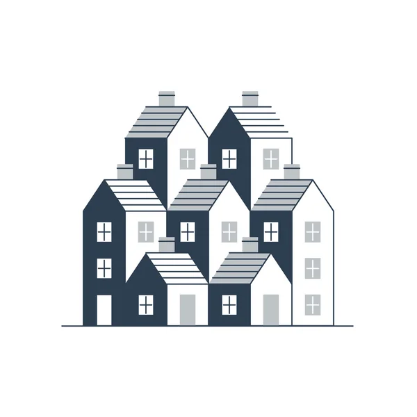 Group of houses. Real estate. — Stok Vektör