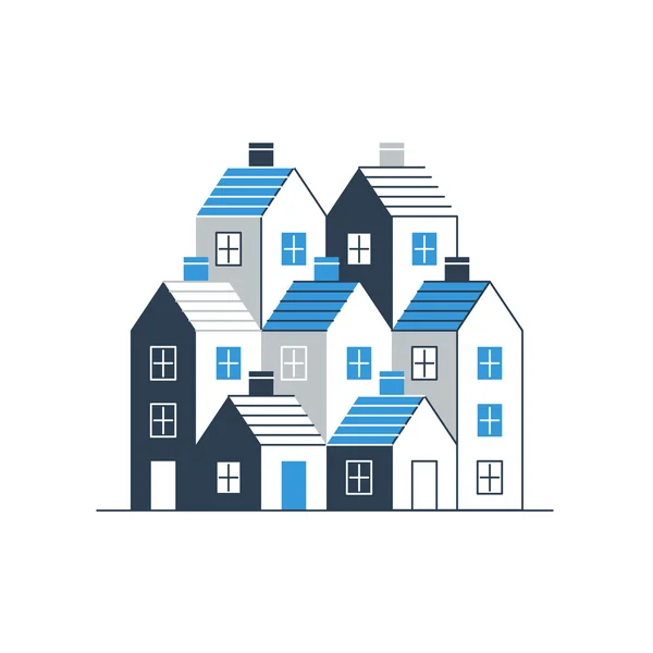 Group of houses. Real estate. — Stock Vector