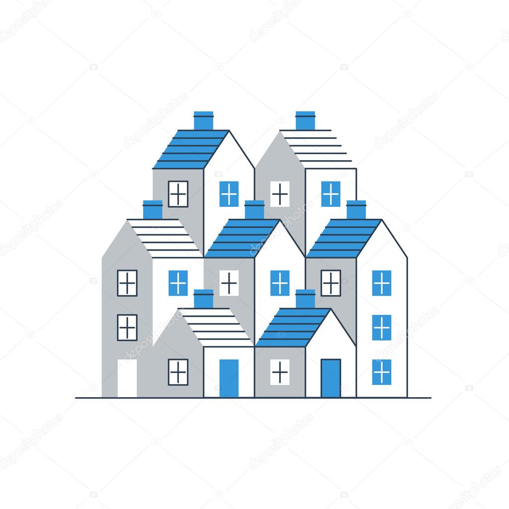 Group of houses. Real estate.
