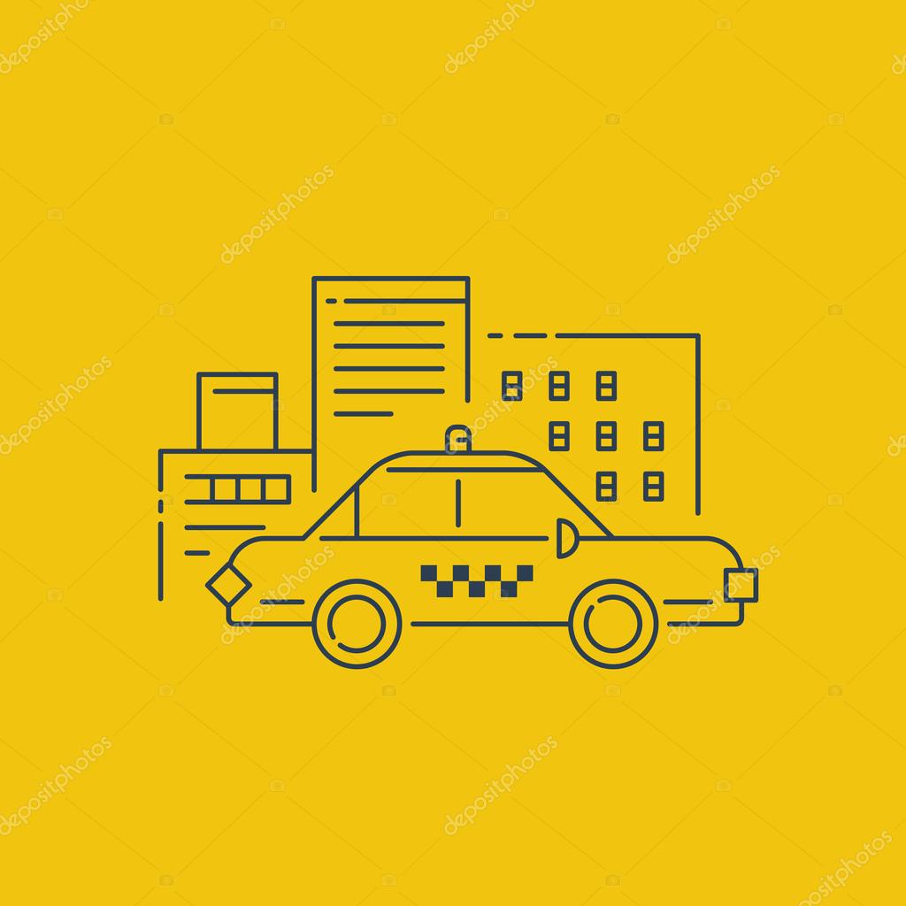 City taxi service on yellow background