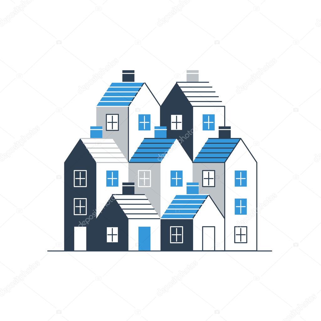 Group of houses. Real estate.