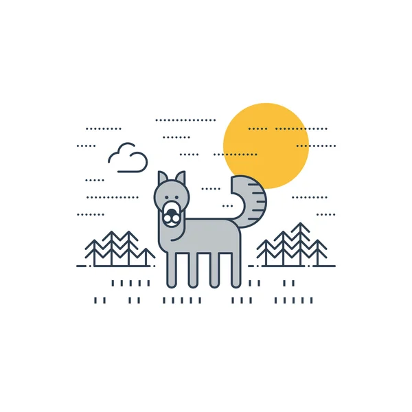 Vida silvestre. Parque Nacional. Un lobo gris . — Vector de stock