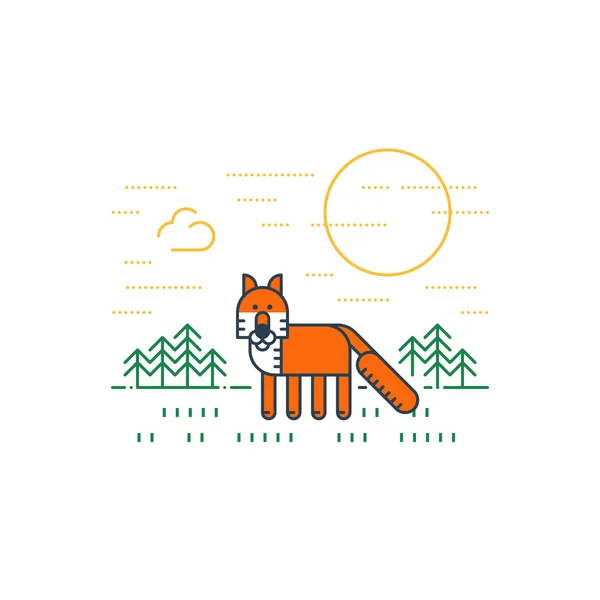 Εθνικό πάρκο. Μια αλεπού. — Διανυσματικό Αρχείο