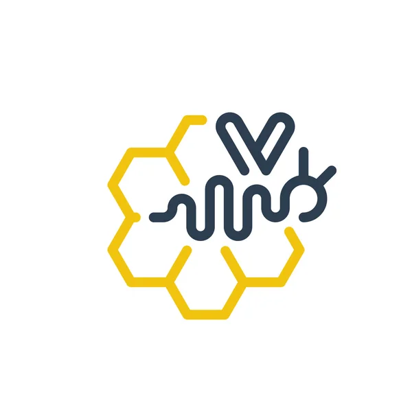 Logo abeja miel . — Vector de stock