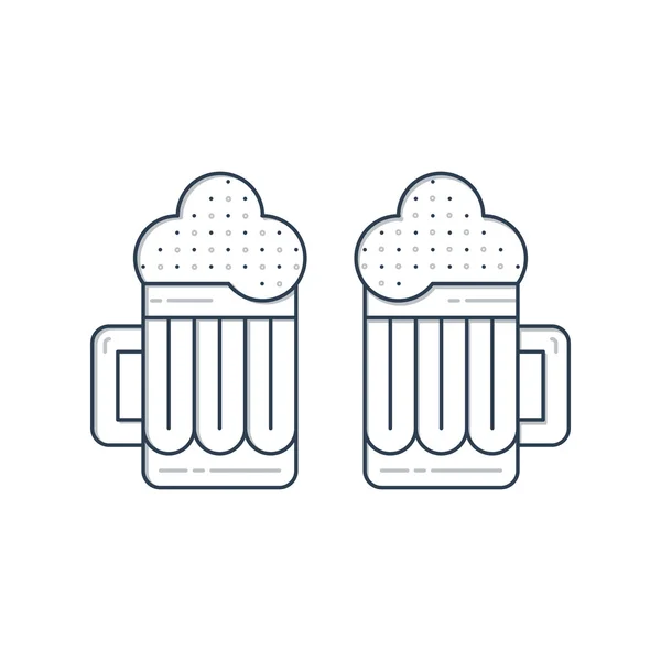Um par de canecas de cerveja . — Vetor de Stock