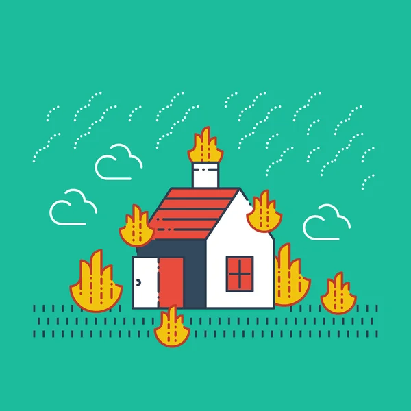 Fire coverage, arson insurance. — Stock Vector