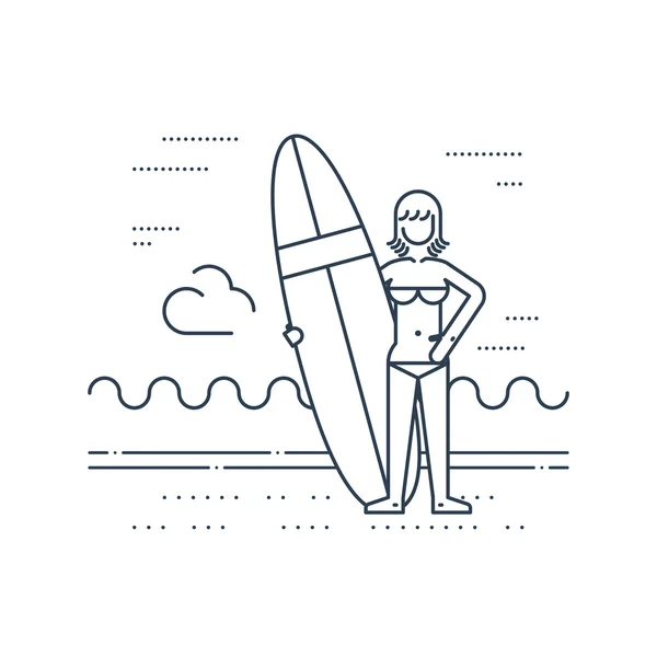 Zomervakantie. Surfen camp. — Stockvector