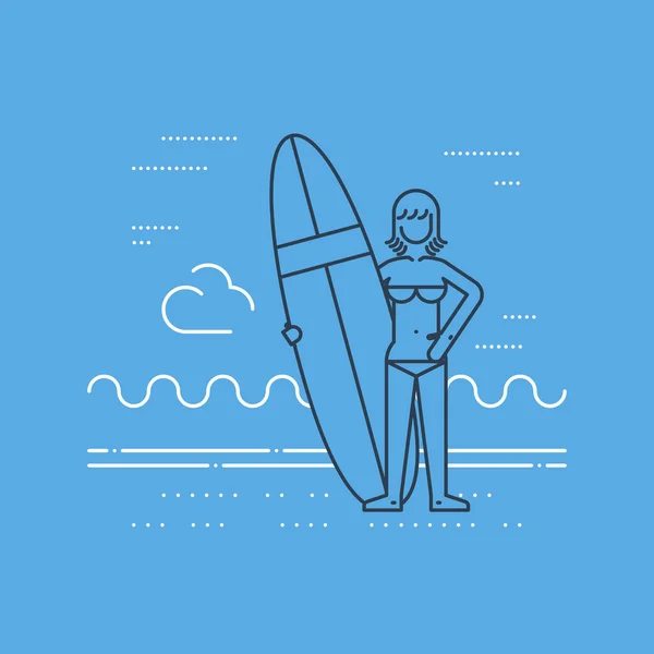 Zomervakantie. Surfen camp. — Stockvector