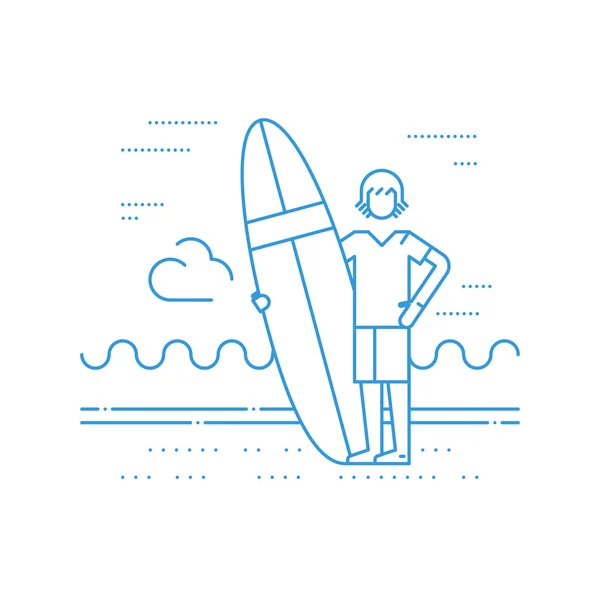 Zomervakantie. Surfen camp. — Stockvector