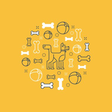 Köpek şeyler yuvarlak etiket.