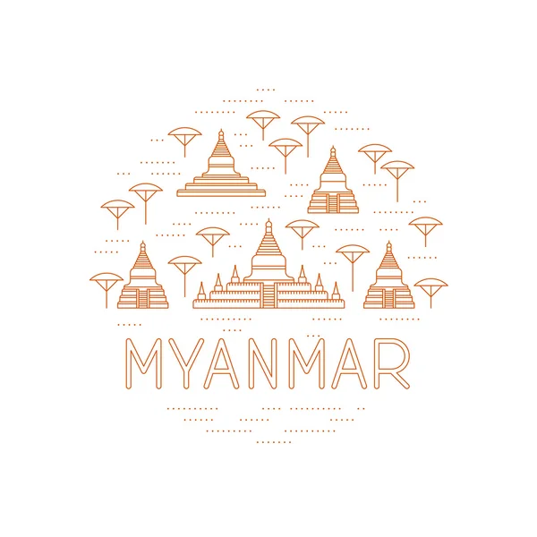 Шаблон путешествия по Мьянме . — стоковый вектор