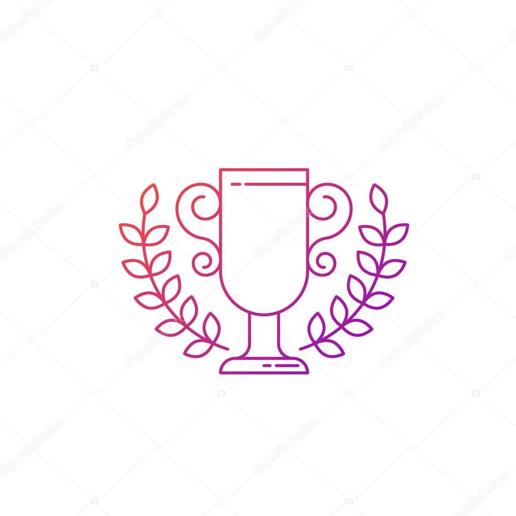 Champion cup with a laurel wreath.