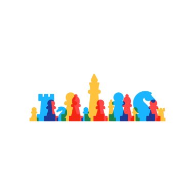 Lined up chess pieces clipart