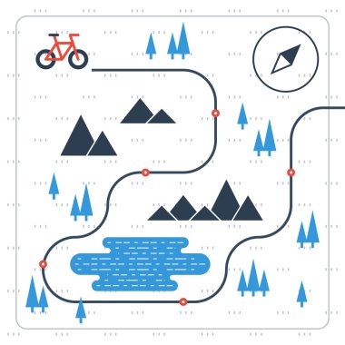 Cross country bicycle map clipart