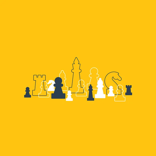 Lined up chess pieces — Stock Vector