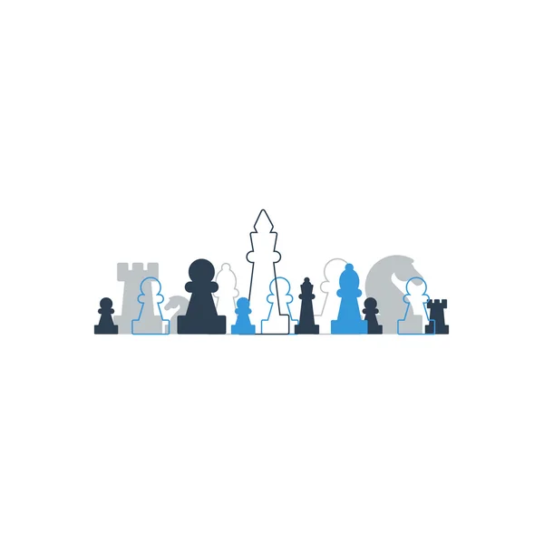 Lined up chess pieces — Stock Vector
