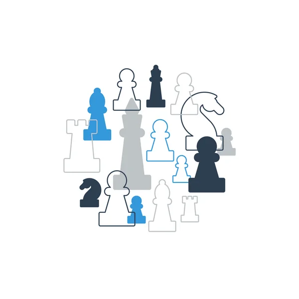 Colagem de peças de xadrez em círculo — Vetor de Stock