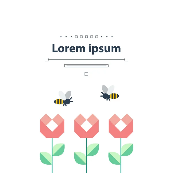 Modèle d'invitation avec des fleurs — Image vectorielle