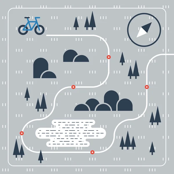 Cross country cyklistickou mapu — Stockový vektor