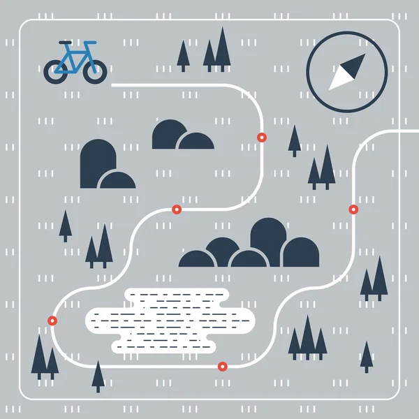 Mappa della bicicletta da fondo — Vettoriale Stock