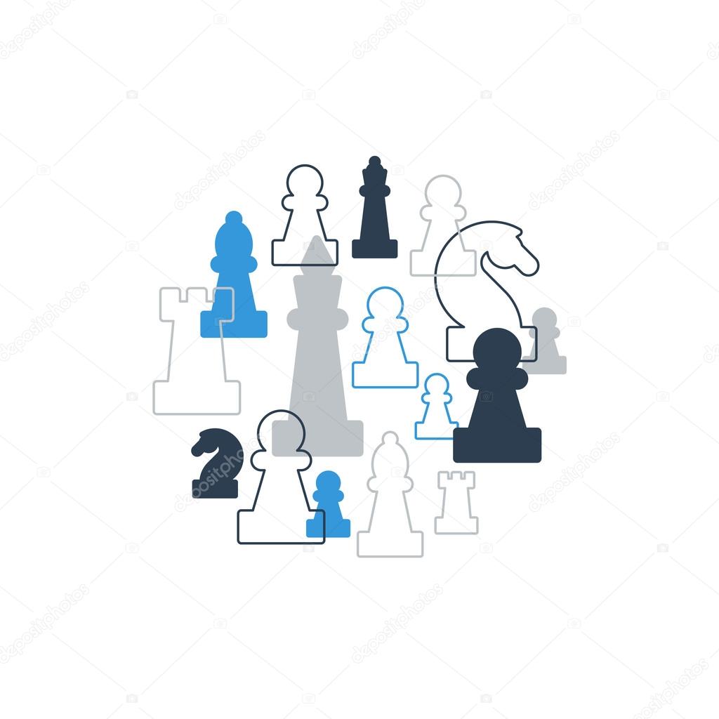 Collage of chess pieces in circle