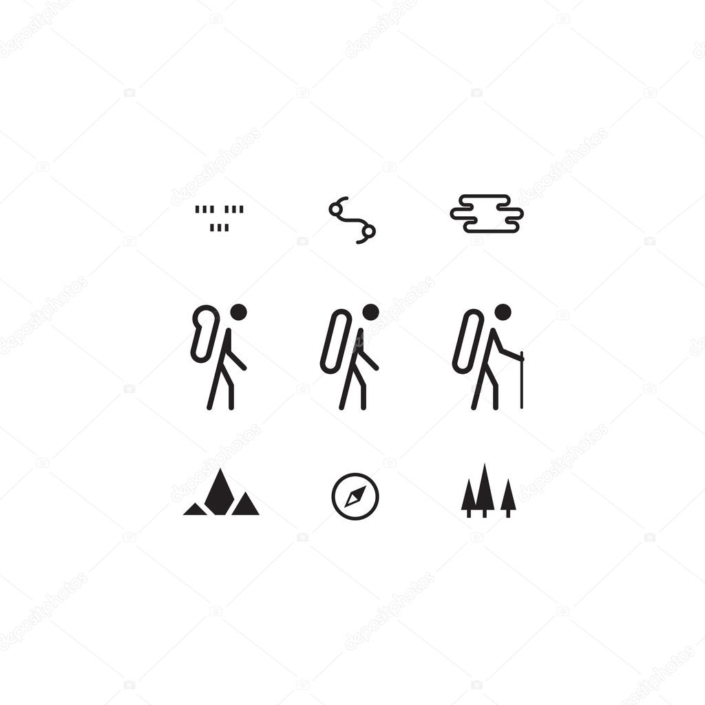 Hike, outdoor activities icons