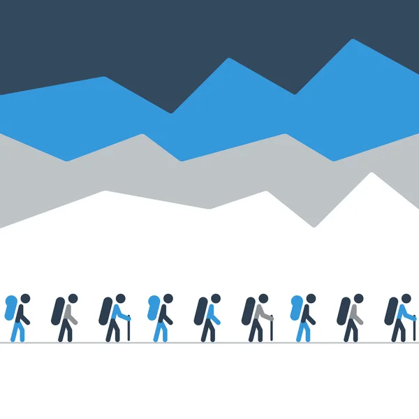 A group of people on a hike Stock Vector