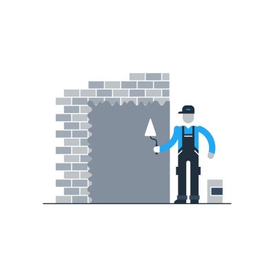 Stucco worker in jumpsuit